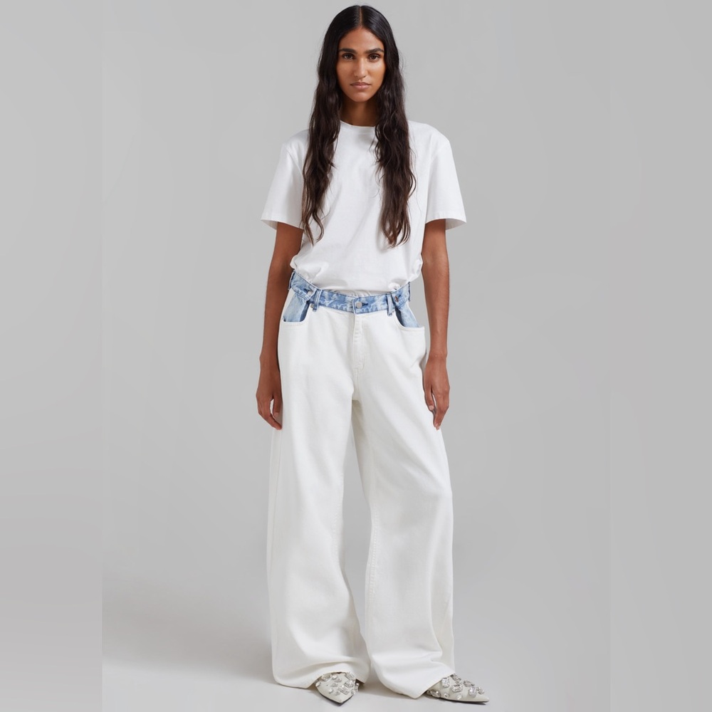 The Frankie Shop - NBW Hayla Contrast Denim Pants - Off White/Blue